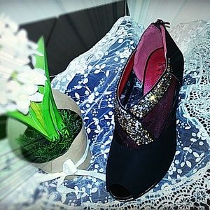 Fashion Suede With Mesh Peep Toe shoes